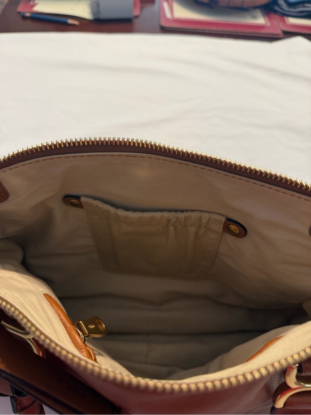 Chloé Tan Leather Marcie Studded Satchel - Picture 4 of 6